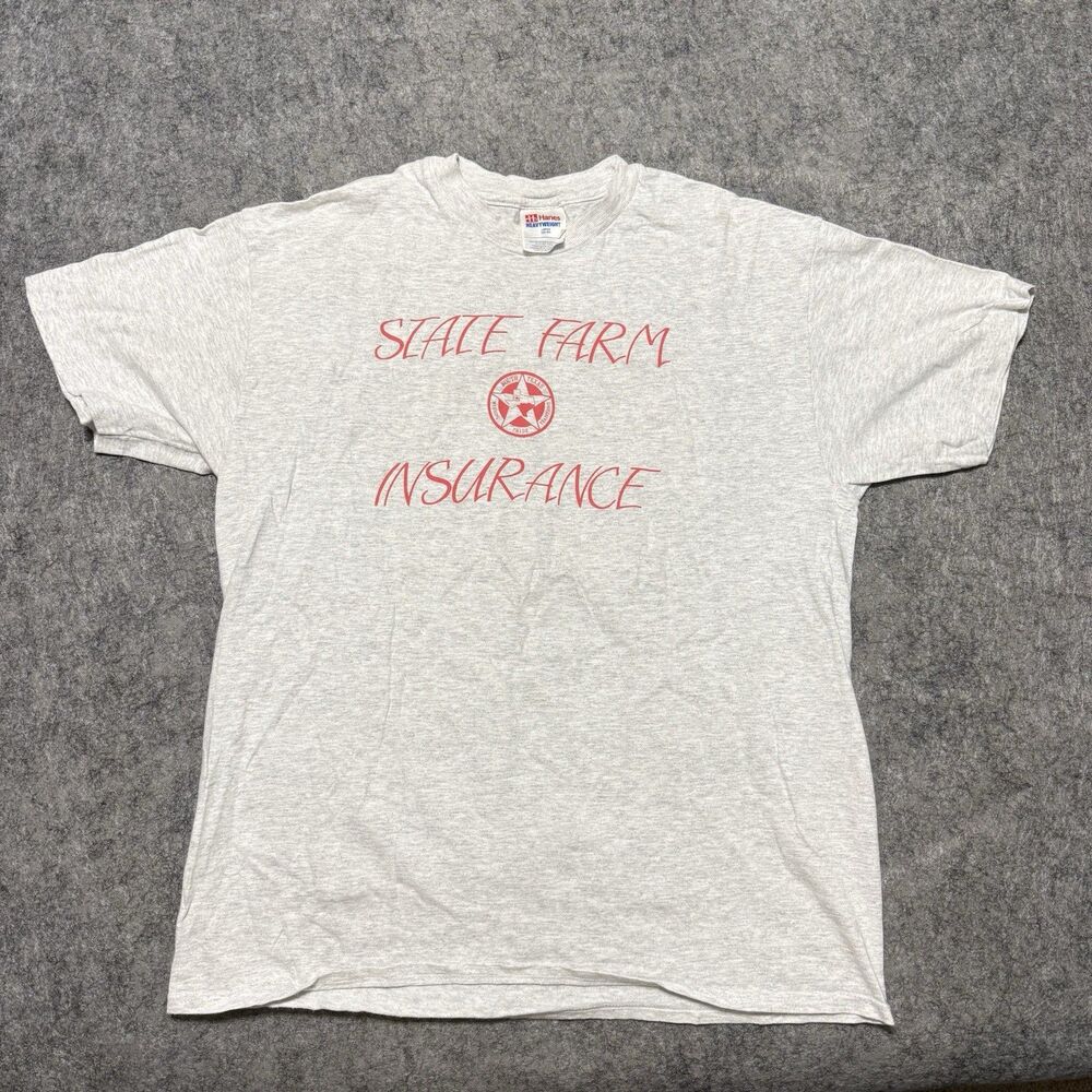 VTG 90s State Farm Insurance Shirt Hanes Heavyweight Large Texas Volunteer Gray